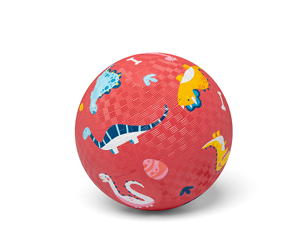 Imagen de Pelota de caucho natural "Dinos roja" 13 cm Little L
