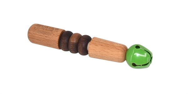 Imagen de Sonajero con mango de madera y cascabel verde (timbre día)