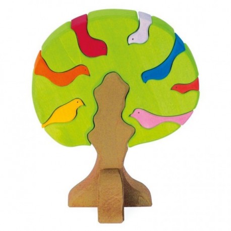 Imagen de Puzzle de madera Arbol y pájaros de colores