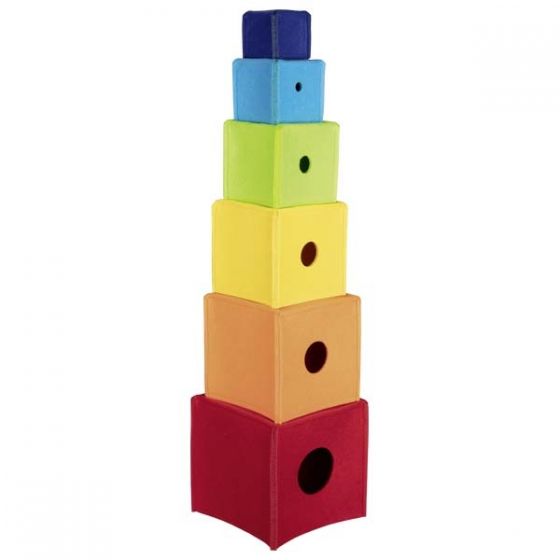 Imagen de 6 cubos apilables de fieltro arcoiris