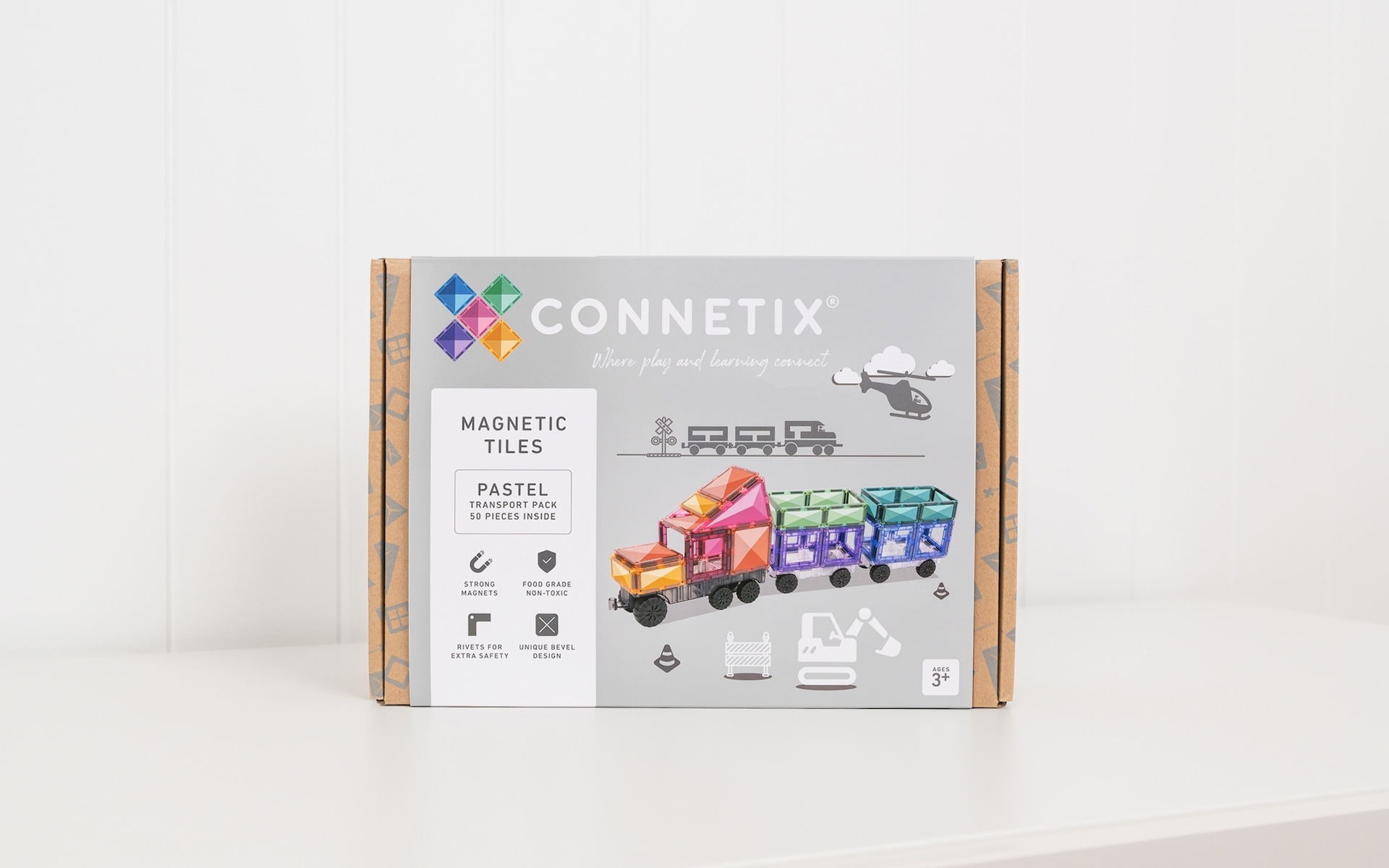 Imagen de Construcción Connetix Transporte pastel 50 Piezas