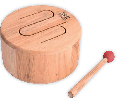 Imagen de Tambor infantil - tambor de hendidura de madera natural con 3 lengüetas coordinadas
